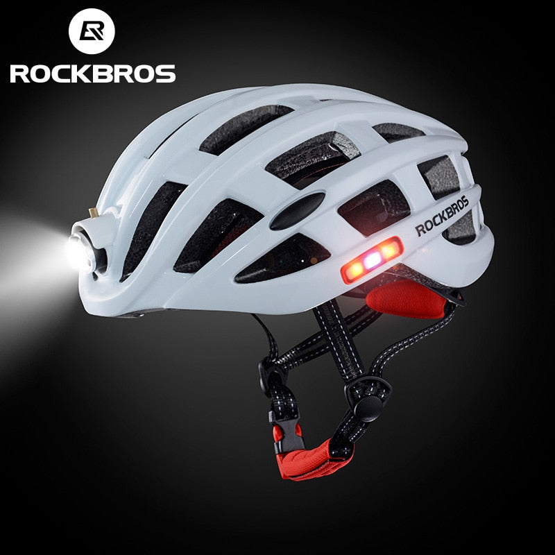 ROCKBROS Bicycle Light Helmet Waterproof Bike Helmet USB Charge Cycling Helmet Intergrally-molded MTB Road Bicycle Accessories