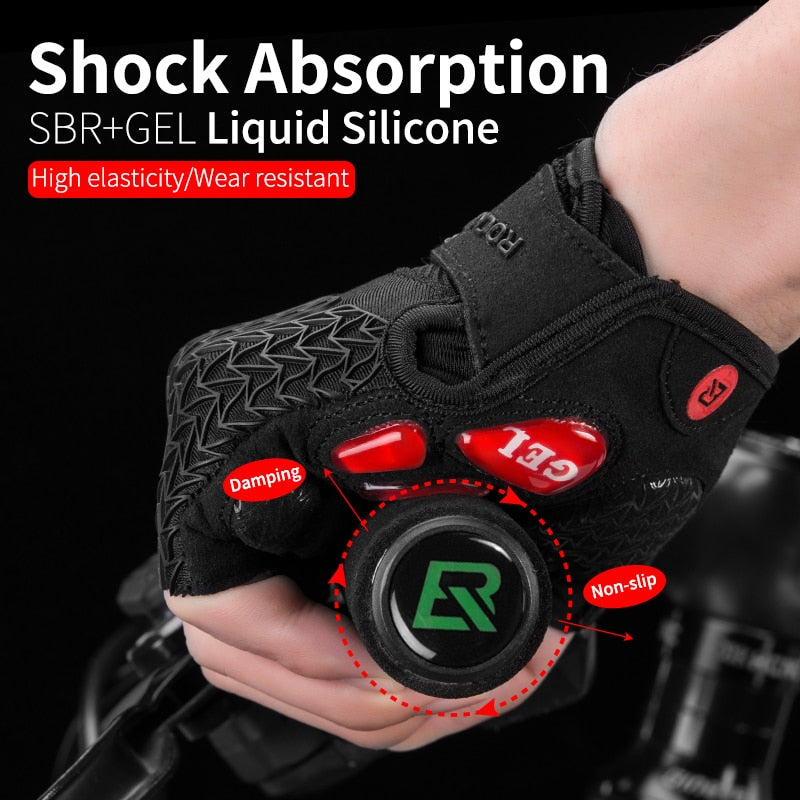 ROCKBROS Touch Screen Cycling Bike Gloves Autumn Spring MTB Bike Bicycle Gloves GEL Pad Shockproof Half Finger