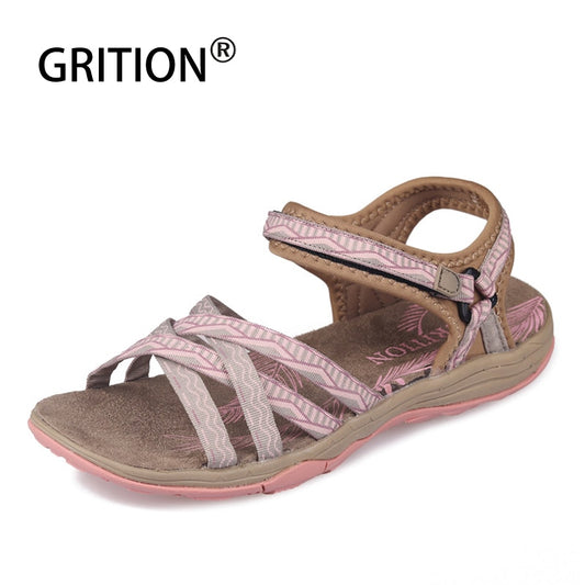 GRITION Women Sandals Fashion High Quality Summer Female Shoes Outdoor Ladies Flat Casual Sandals