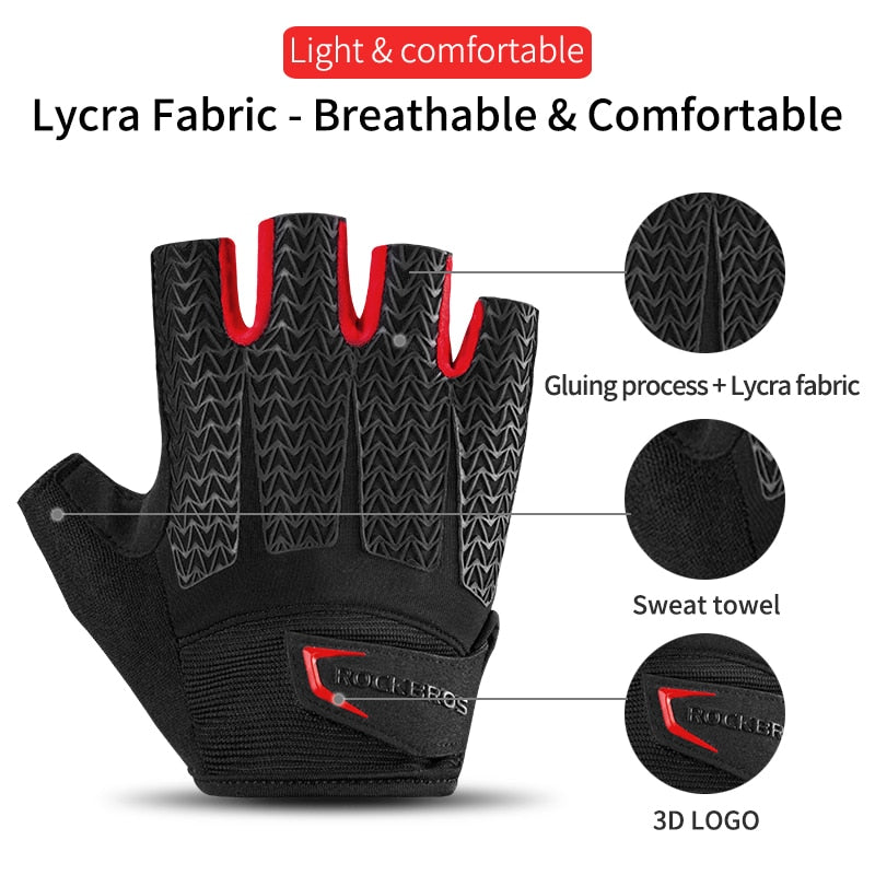 ROCKBROS Touch Screen Cycling Bike Gloves Autumn Spring MTB Bike Bicycle Gloves GEL Pad Shockproof Half Finger