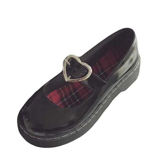 School Girl Black Leather Loafers  Vintage Mary Jane Shoes