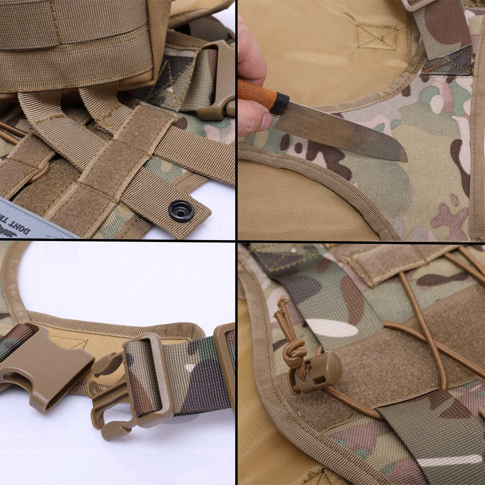 Tactical Dog Harness and Leash Collar Set Pet Training Vest With Molle Harness For All Small Medium Big Large Dogs