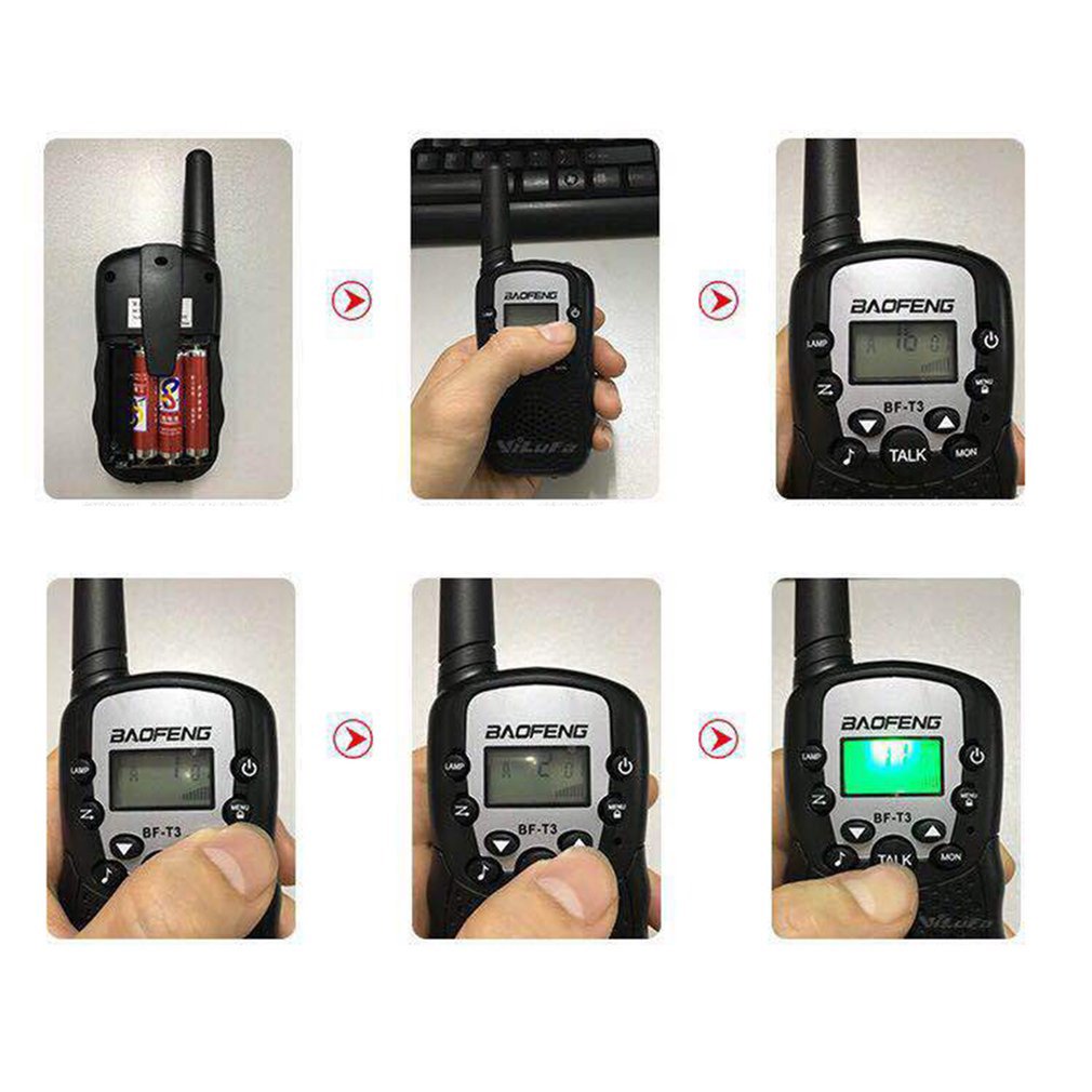 2Pcs Baofeng BF-T3 UHF462-467MHz 8 Channel Portable Two-Way Walkie Talkie