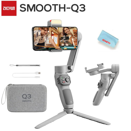 Zhiyun Smooth Q3 handheld 3axis smartphone gimbal stabilizer Foldable mobile phone stabilizer compatible with iPhone and Android