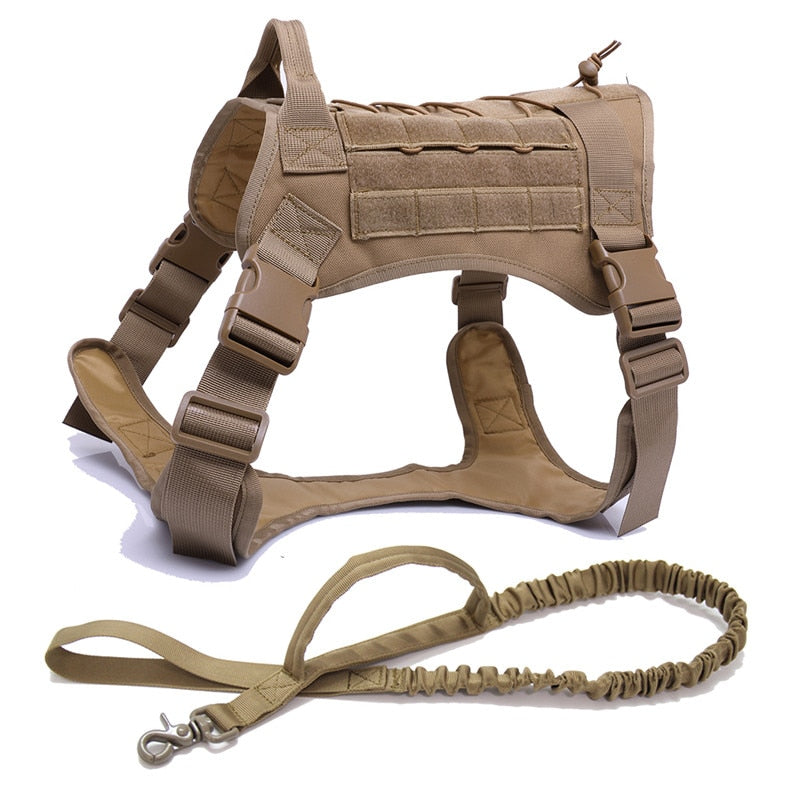 Tactical Dog Harness and Leash Collar Set Pet Training Vest With Molle Harness For All Small Medium Big Large Dogs