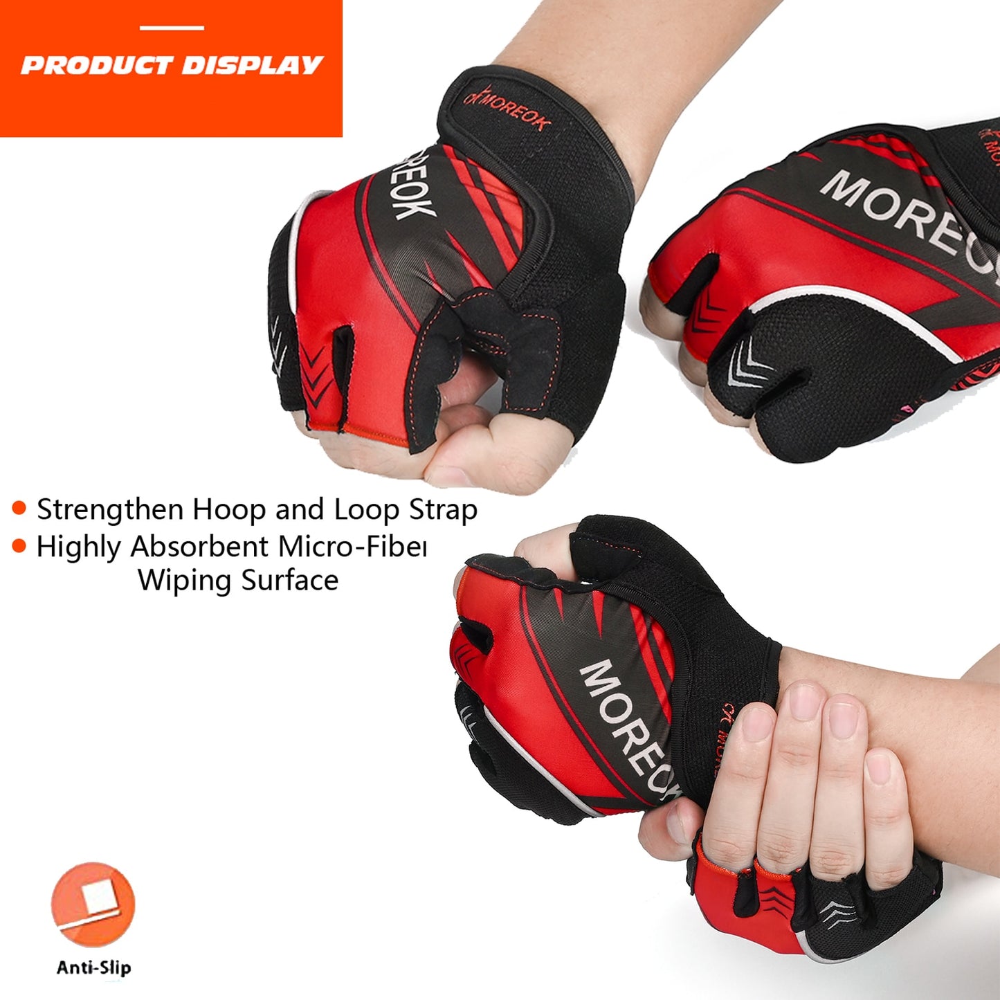 MOREOK Bike Gloves Shockproof Breathable Road Cycling Gloves Gel Pads Dirt Bike MTB Bike Cycling Bicycle Gloves for Men Women