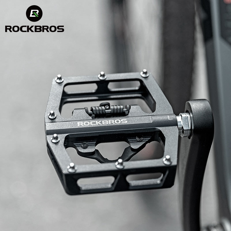 ROCKBROS Bicycle Pedal Non-Slip MTB Bike Pedals Aluminum Alloy Flat Platform Applicable SPD Waterproof Cycling Accessories