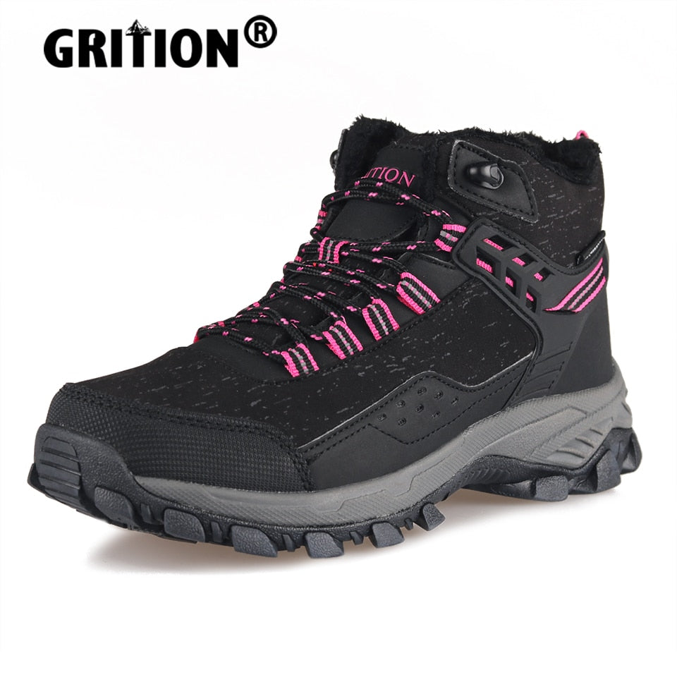 GRITION Women Hiking Shoes High Top Keep Warm Incresing Height Waterproof Boots Non Slip Outdoor Trekking Breathable