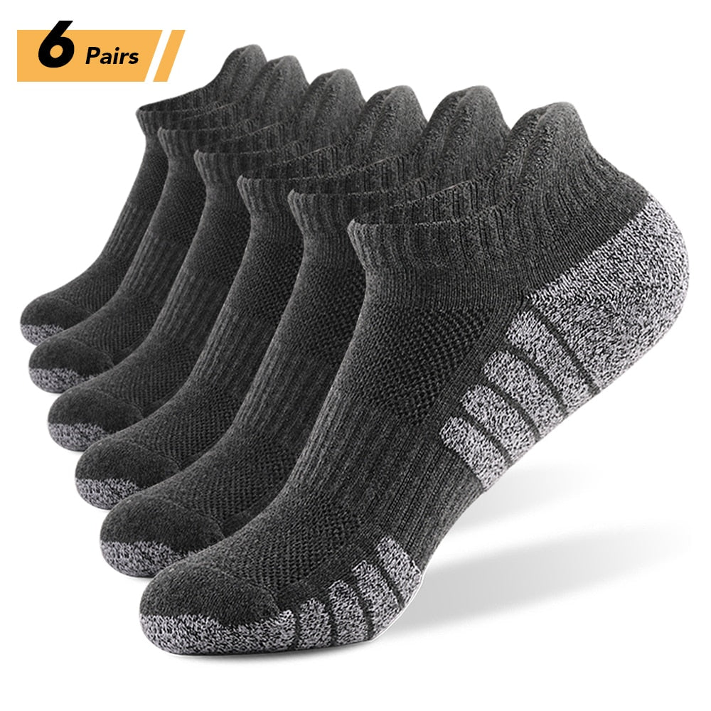 6/12Pairs Sport Ankle Socks Athletic Low-cut Sock Thick Knit Sock Outdoor Fitness Breathable Quick Dry Wear-resistant Warm Socks