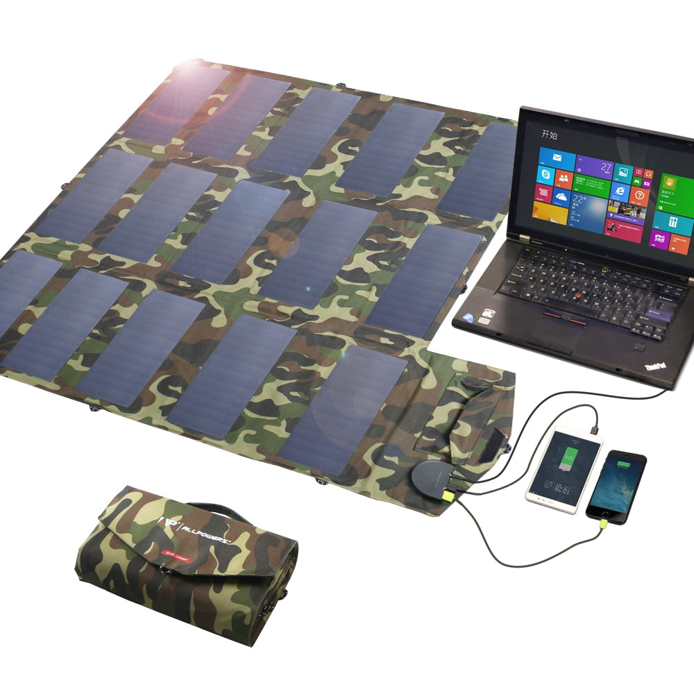 ALLPOWERS 100W 18V 12V Portable Solar Panel Foldable Solar Battery Charger for Laptop Mobile Phone P