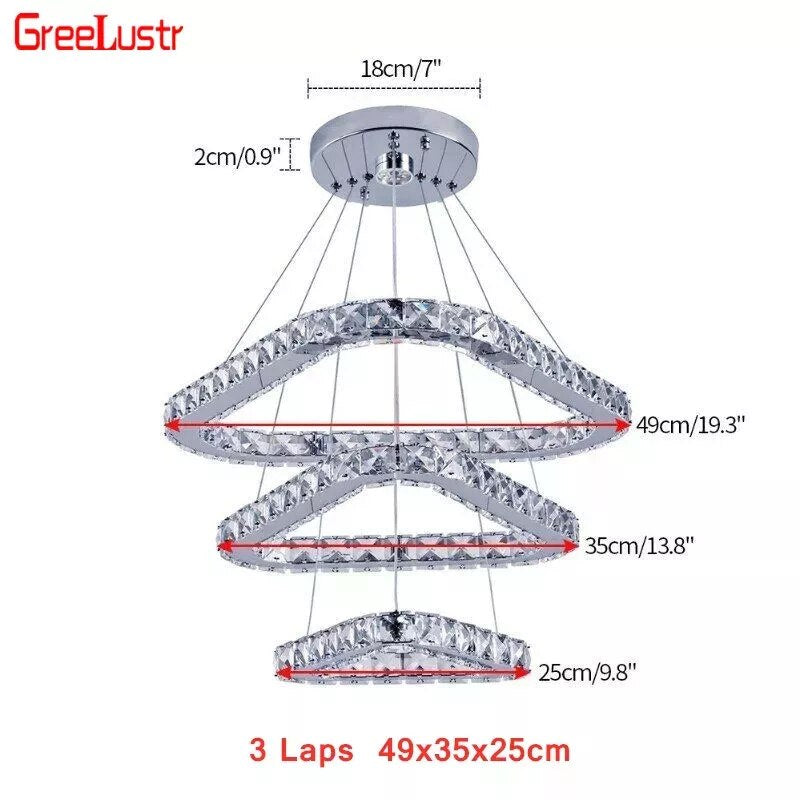 Modern Ring Crystal LED Fixture Home Chrome Lustre Ceiling Lamp Lustres Plafon Living Room Chandelier Kitchen Luminarias Light