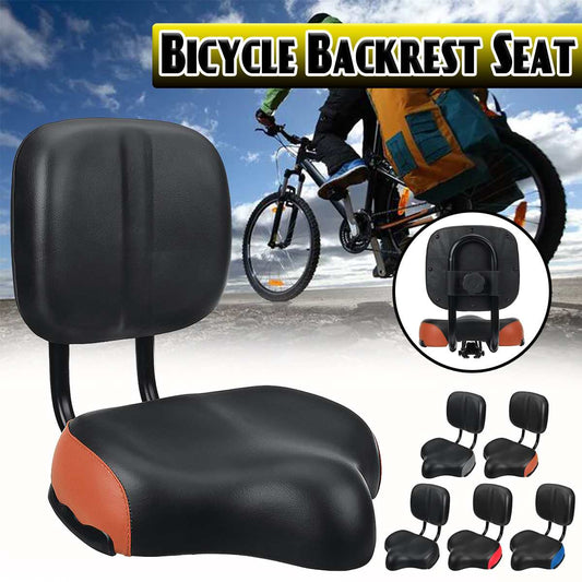 Universal Wider Bicycle Backrest Saddle Seat Large Bike Saddle with Backrest Faux Leather Cycling Seat Cushion