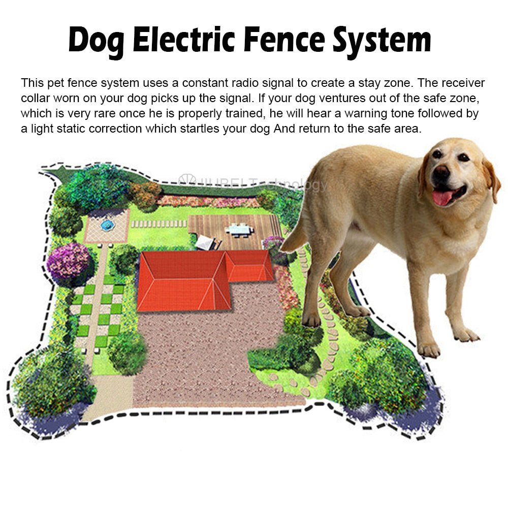 500M Wireless Dog Electric Fence Pet Containment System Remote Dog Training Collar Vibrating Electric Shock