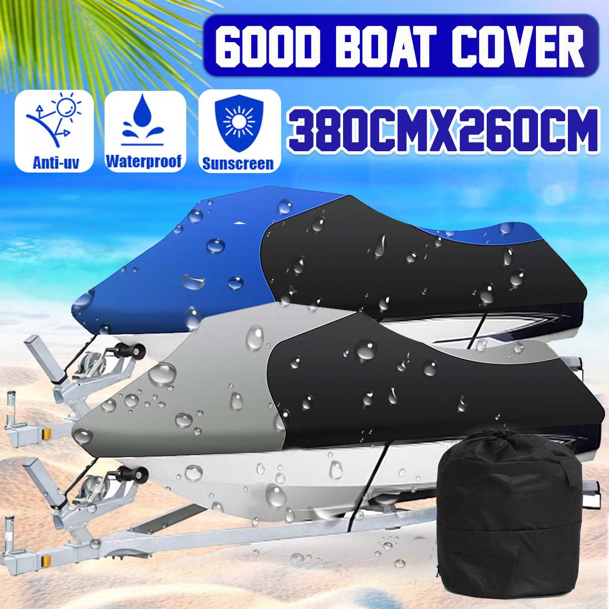 Motorboat Jet Ski Trailerable Cover 600D Waterproof Motor Boat Cover For Yamaha WaveRunner EXR VX Cruiser For Sea Doo GTI