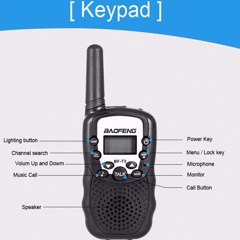 2Pcs Baofeng BF-T3 UHF462-467MHz 8 Channel Portable Two-Way Walkie Talkie