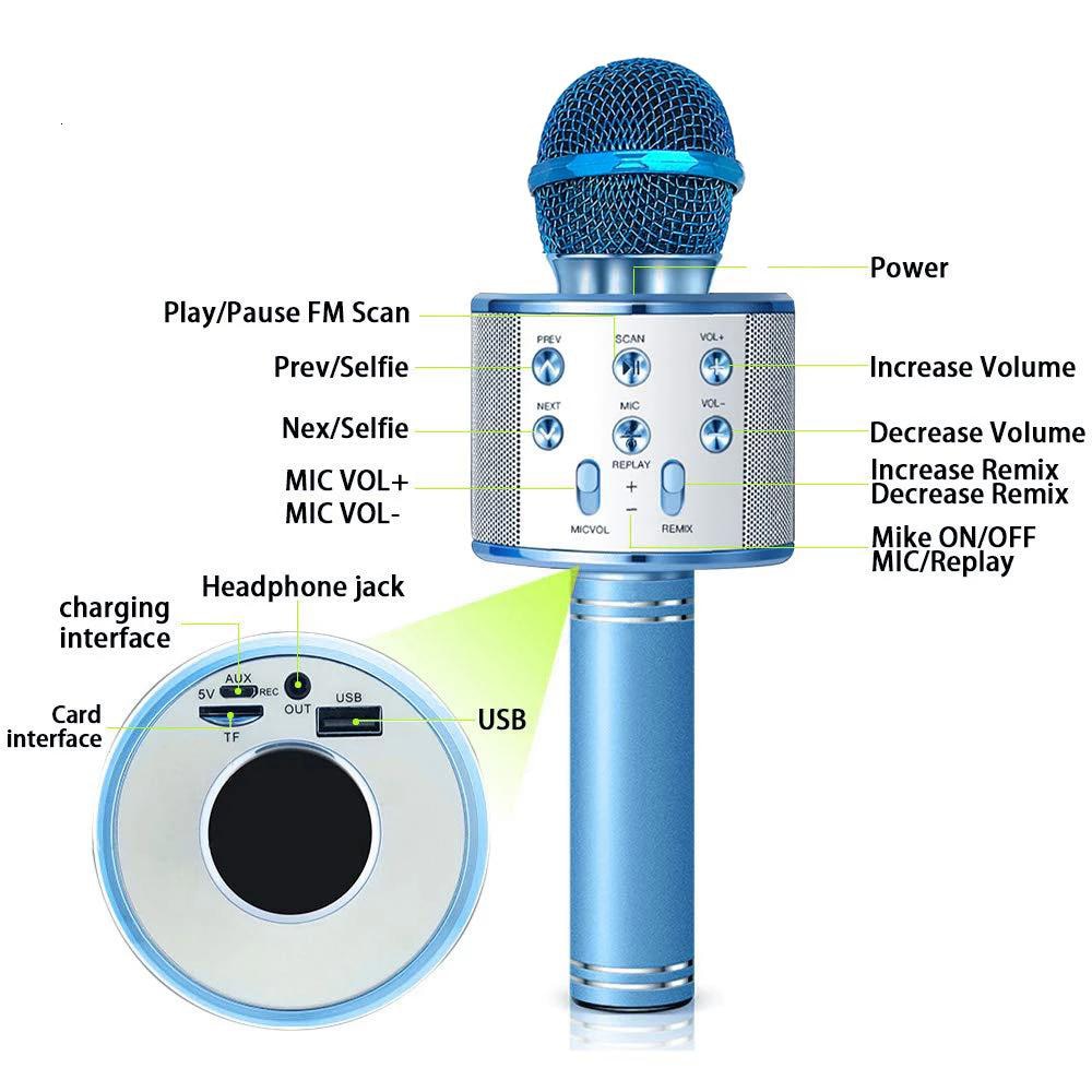 Professional Kid Gift Bluetooth Wireless Microphone Karaoke Speaker KTV Music Player Singing Recorder Handheld Microphone