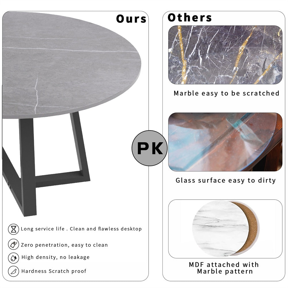 Round Modern Marble Nesting Coffee Set of 2, Stacking Living Room Accent Tables Furniture Sintered Stone Tabletop End Table