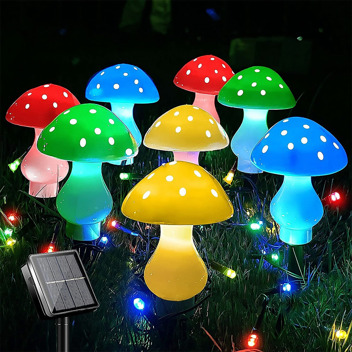 3/8/10pcs LED Solar Mushroom Light Outdoor Garden Decor Waterproof Fairy Light Solar String Light Pathway Lawn Lamp Garden Light