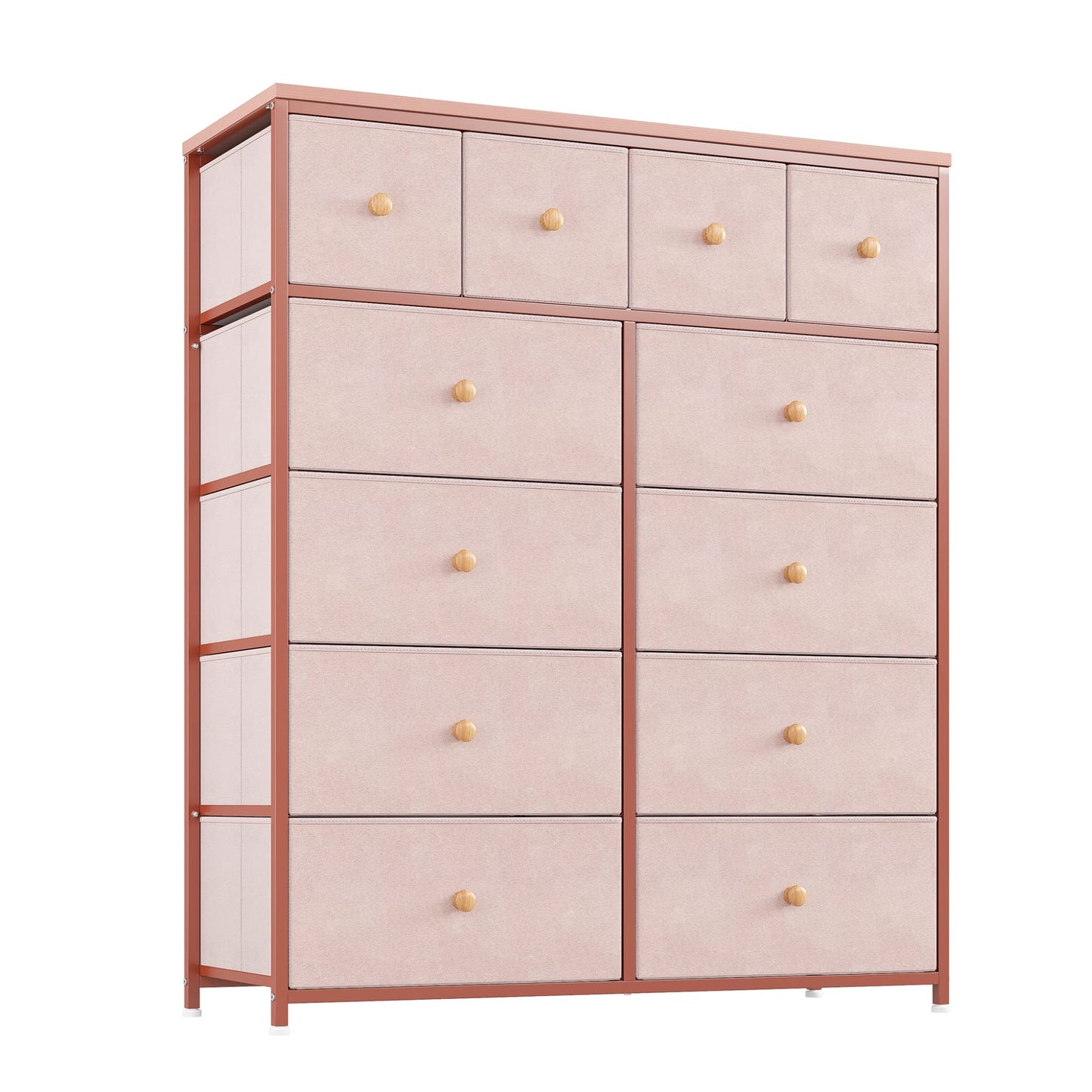 Enhomee Wooden Top Tall Dressers for Bedroom Anti-tipping Dresser Storage Cabinet with 12 Drawers Organizer Dresser Near the Bed