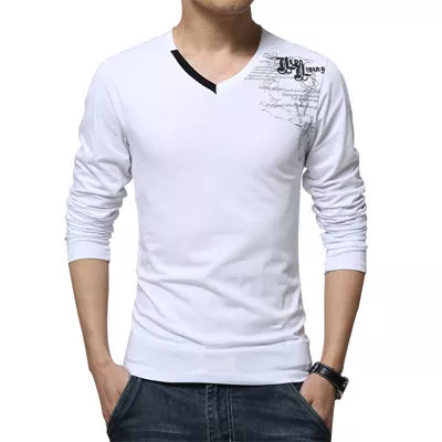 New Arrival Mens T Shirt O Neck Patchwork Long Sleeve T Shirt Mens Clothing Trend Plus Size Top Tees Shirts M-5XL