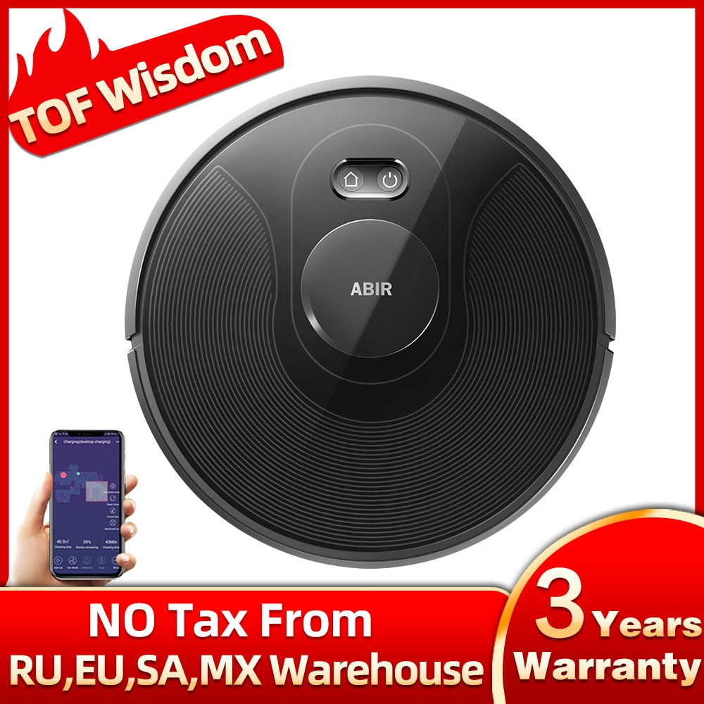 ABIR X8 Robot Vacuum Cleaner ,Laser System, Multiple Floors Maps, Zone Cleaning, Restricted Area Setting for Home Carpet Washing