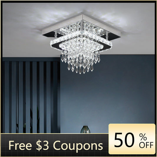 Crystal LED Ceiling Lamp K9 Living Room Stainless Steel Chandelier Luminaire For Hallway Aisle Plafon Lustres Lighting Fixtures