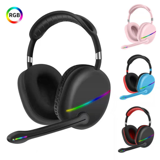 Noise Reduction Headphones Wireless Bluetooth Gaming Headsets For TV PC Music Headsets LED Lighting With Microphone Earphone