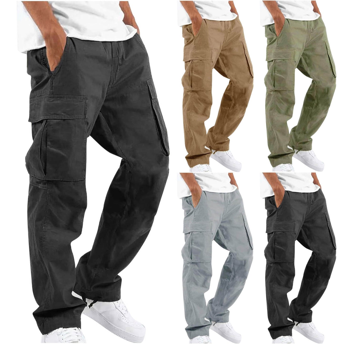 Men Cargo Pants Spring Summer Trousers Casual Pants Solid Color Trouser Male  Loose Sweatpant Streetwear Cotton