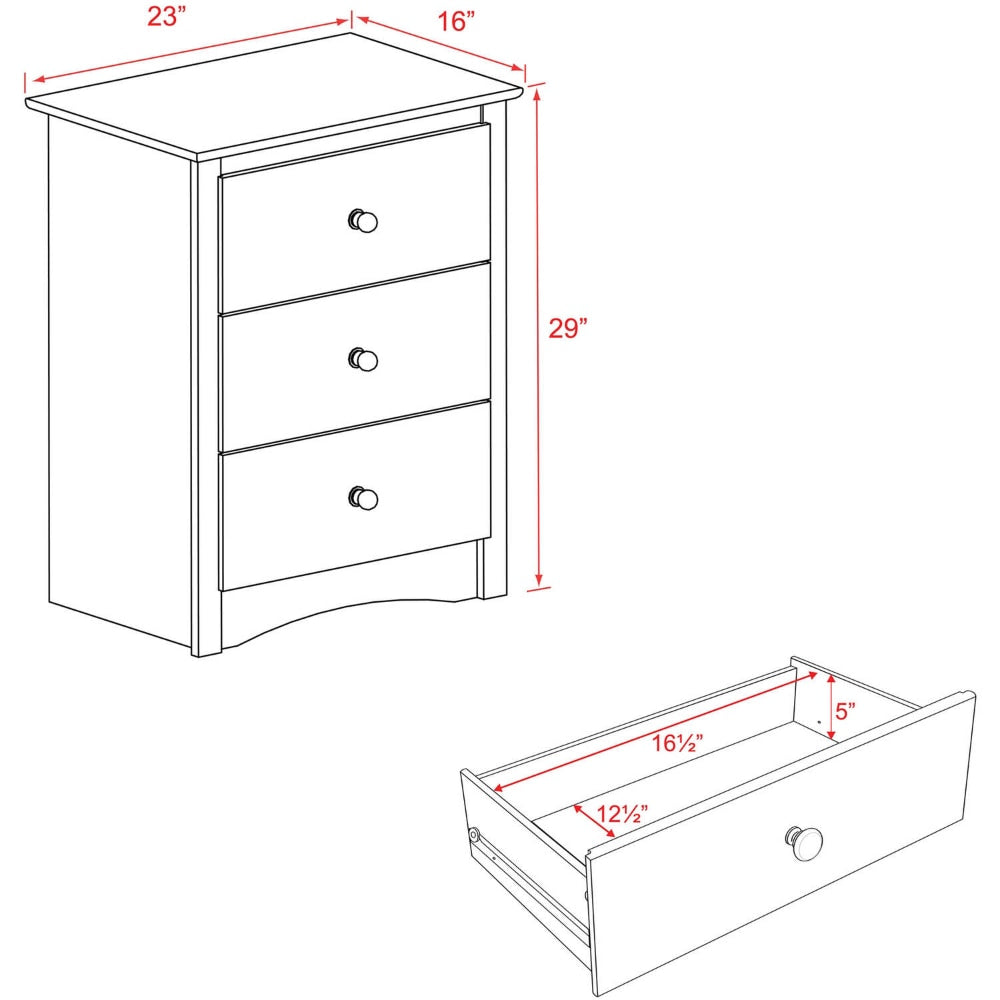 Fremont Classic Tall 3-Drawer Bedroom Nightstand, Espresso nightstand  nightstands for bedroom