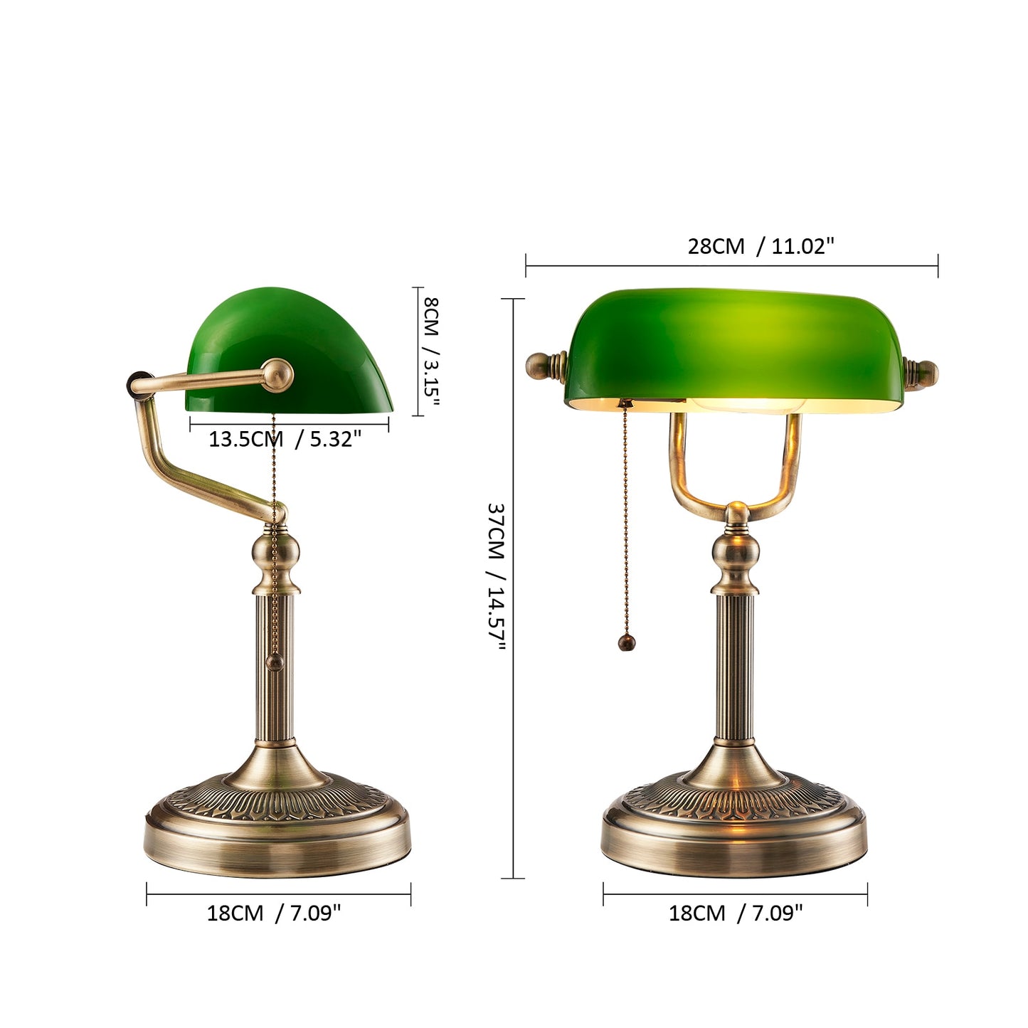 New Green/White Color Glass Bankers Desk Lamp with Zipper Switch Living room Bedroom Bedside Sofa Table lamp