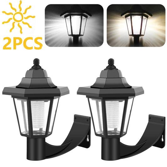 2PCS Solar LED Light Outdoor Wall Lamp Garden Light Hexagonal Solar Lantern Light Waterproof