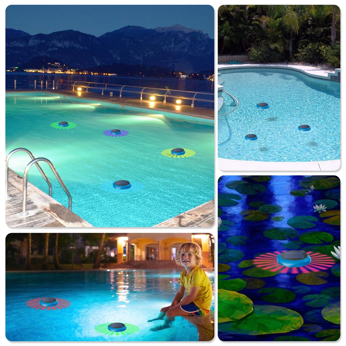 LED Floating Pool Light Underwater 16 Colors RGB Waterproof Swimming Pool Light Solar Night Lamp Submersible Lights For Garden