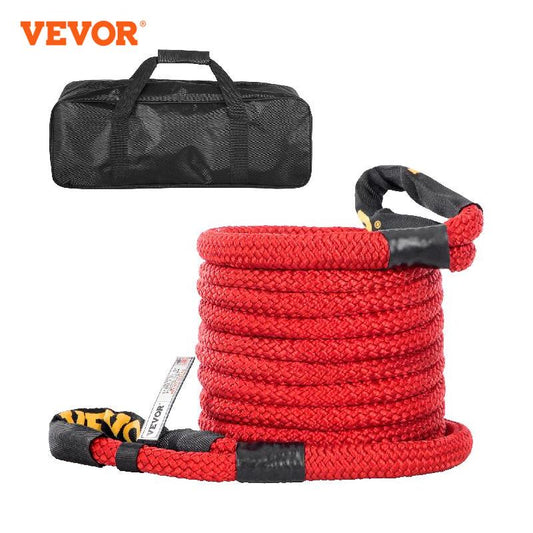 VEVOR Recovery Tow Rope Heavy Duty Nylon Double Braided Kinetic Energy Rope w/ Loops an and Protective Sleeves for Truck ATV UTV