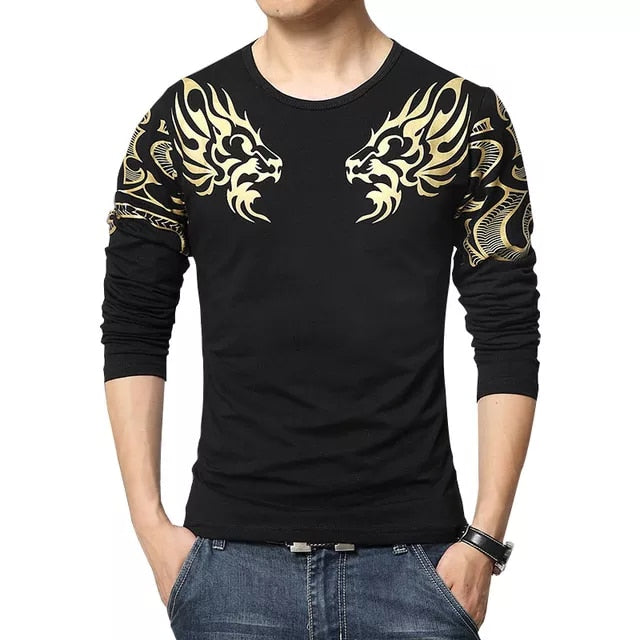 New Arrival Mens T Shirt O Neck Patchwork Long Sleeve T Shirt Mens Clothing Trend Plus Size Top Tees Shirts M-5XL