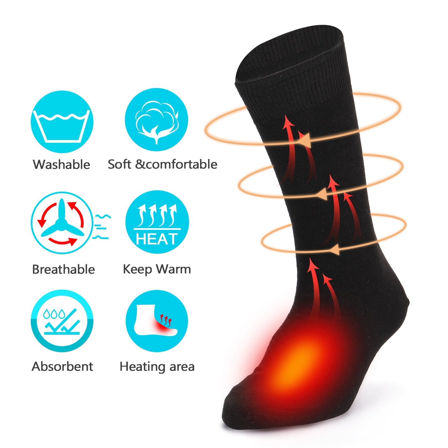 Adjustable Electric Heated Socks with Rechargeable Battery for Chronically Cold Feet Large Size USB Charging Heating Socks