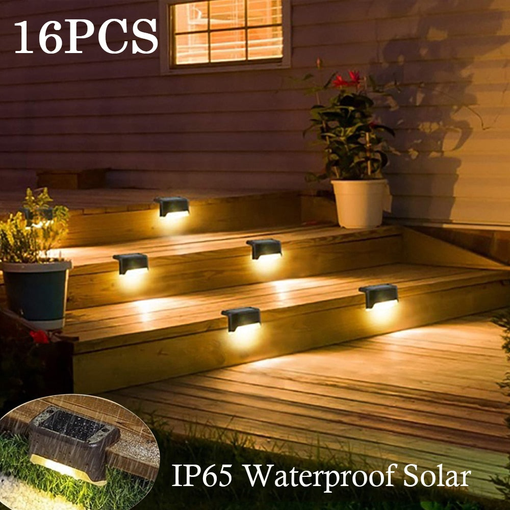 Warm White LED Solar Step Lamp Path Stair Outdoor Garden Lights Waterproof Balcony Light Decoration for Patio Stair Fence Light