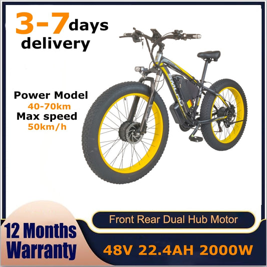 US Stock 2000w bike Dual Motor Electric Bicycle Smlro XDC600 Pro Fat mountain bike 26 inch 48V 22.4Ah Hydraulic disc brake ebike