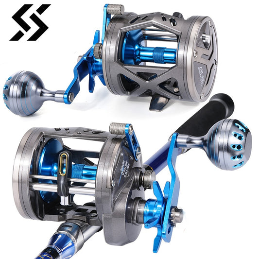 Sougayilang Trolling Fishing Reels 6+1BB 4.1:1 Saltwater Full Metal Baitcasting Fishing Reel Max Drag 55LB Fishing Reel Pesca