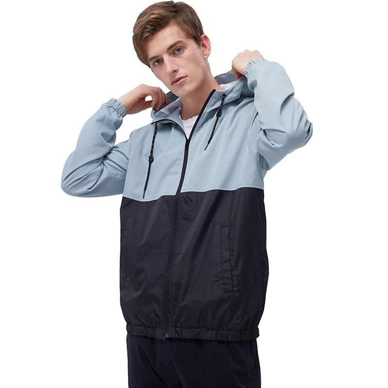 2023 Mens Waterproof Windbreaker Rain Jacket Autumn Spring Zipper Coat Lightweight Hooded Raincoat Casual Outdoor Jackets