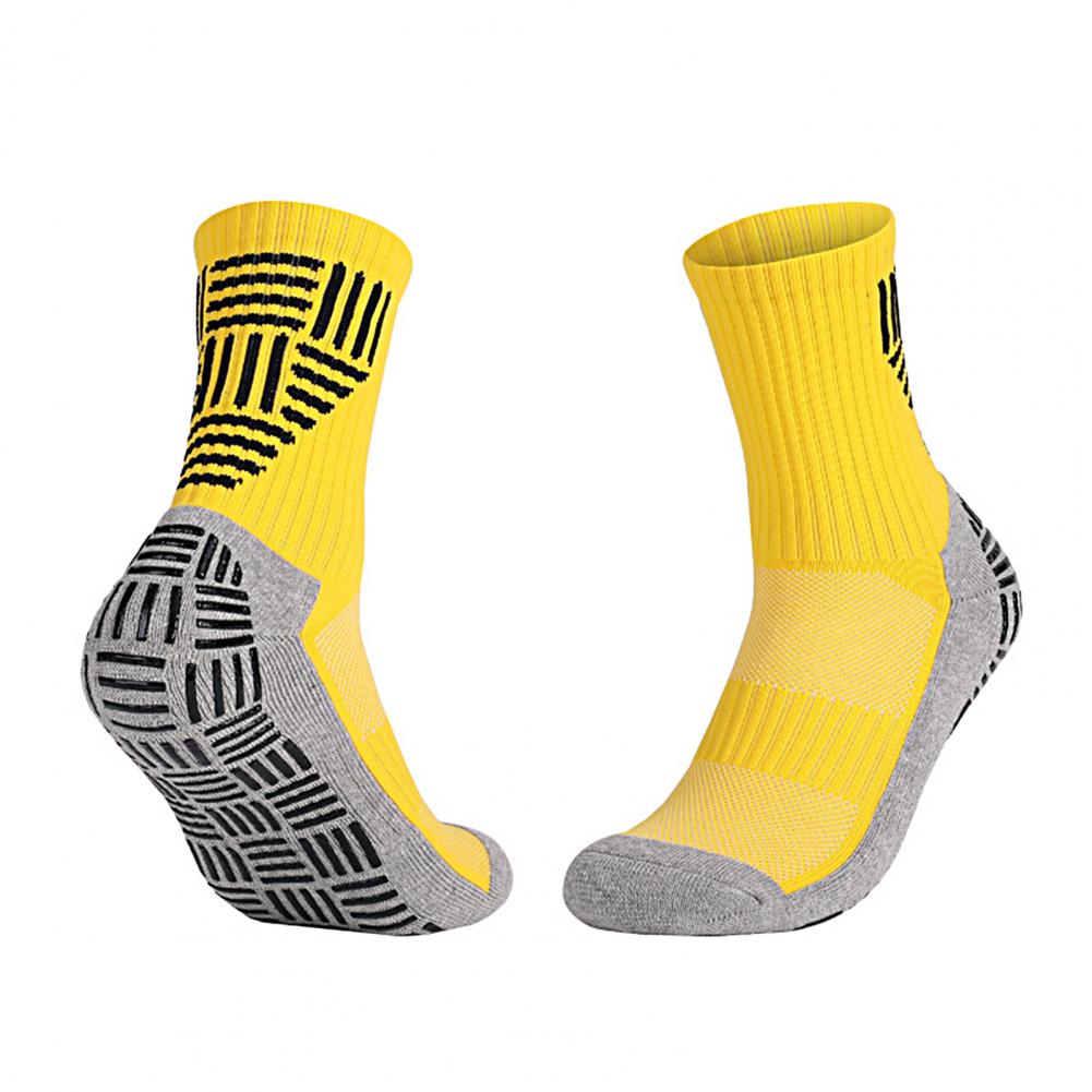 Sports Socks 1 Pair Football Socks Anti-slip Sweat-absorbent Striped Mid Calf Men Soccer Cycling Sports Grip Socks for Running