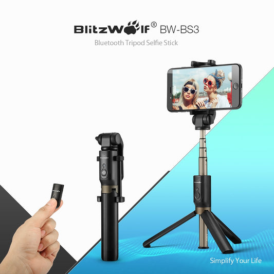 BlitzWolf BW-BS3 Selfie stick bluetooth tripods for iphone for Samsung huawei xiaomi mobile Phone, wireless Selfie stick tripod