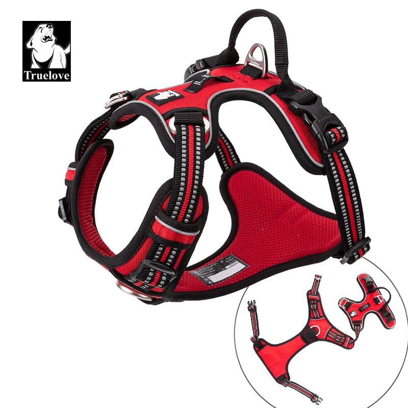 Truelove Pet Reflective Nylon Dog Harness  No Pull Vest Soft Adjustable Medium And Large Dog