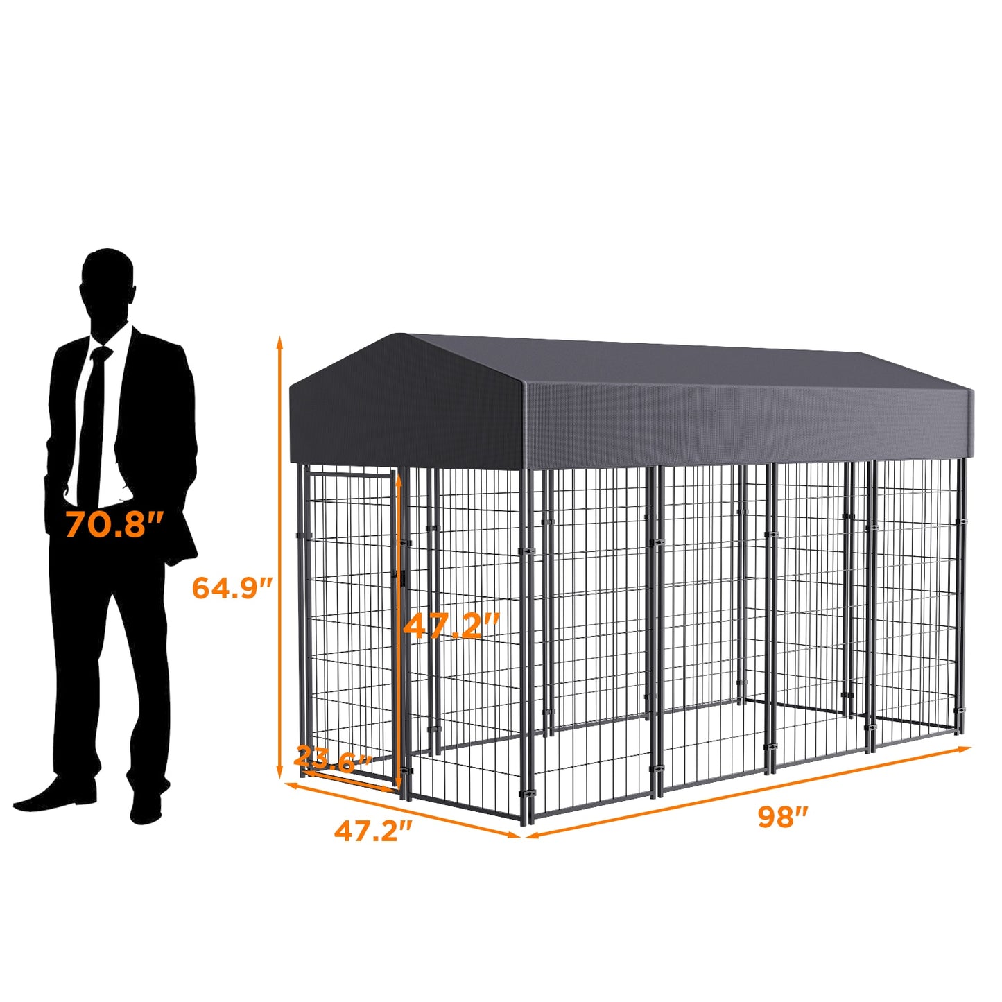 Large Dog Kennel Dog Crate Cage, Welded Wire Pet Playpen with UV Protection Waterproof Cover