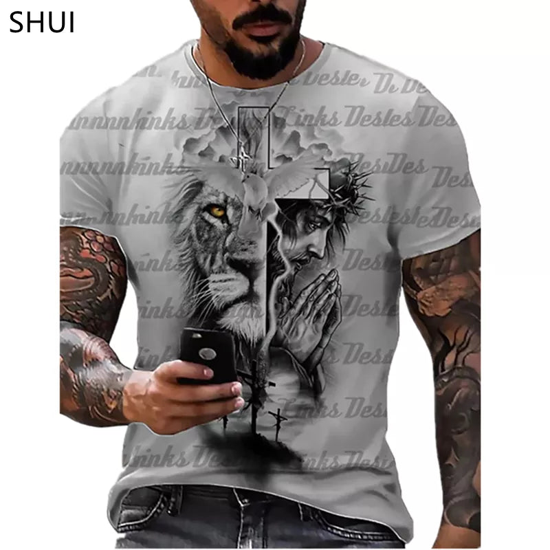 New European And American 3D Printing Street Fashion Short-Sleeved Casual Sports T-shirt