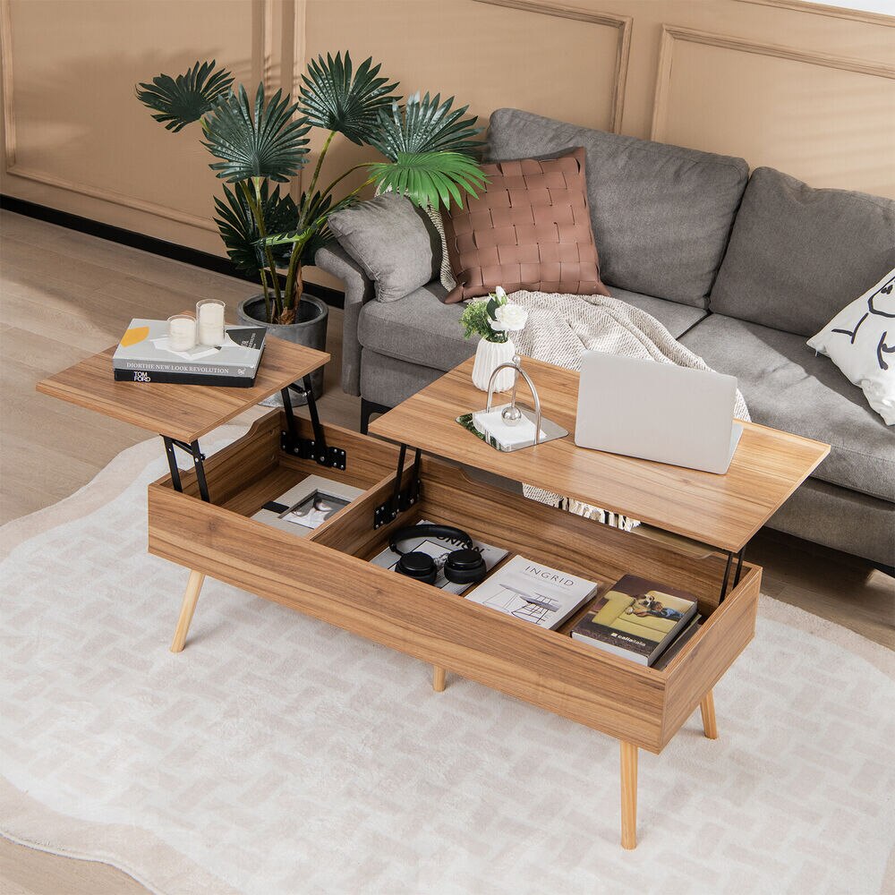 Costway Lift Top Coffee Table Central Table W/Hidden Compartments for Living Room