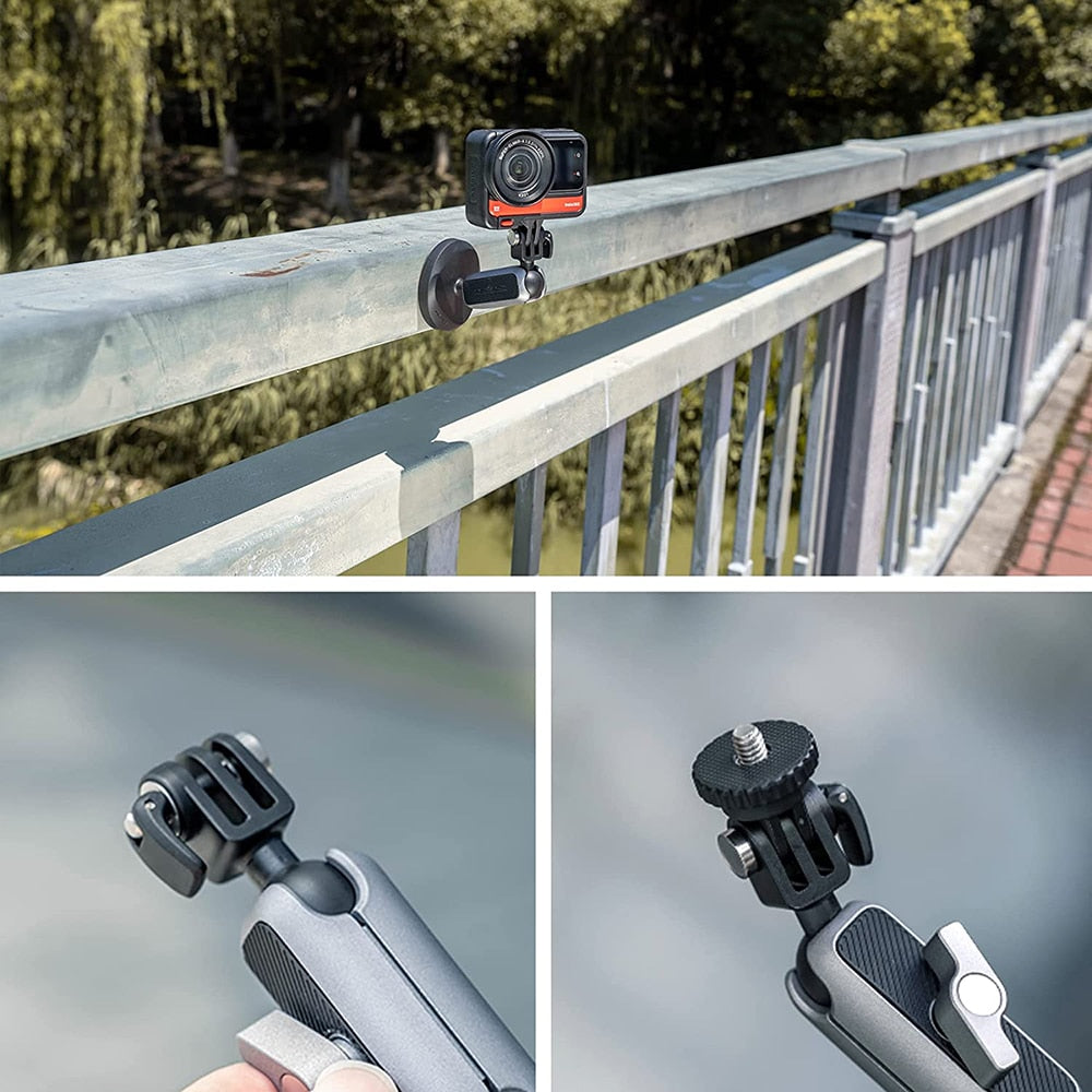 PGYTECH Magnetic Camera Mount for Action Camera, Powerful Magnetic Mount with 360° Rotating Dual Ball Heads for OSMO Action 3