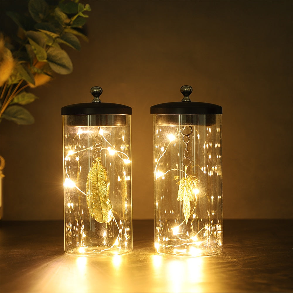 2Pcs Leaf Pendant Battery Powered Table Lamp Glass Candle Holder Lights Cordless for Living Room Bedroom