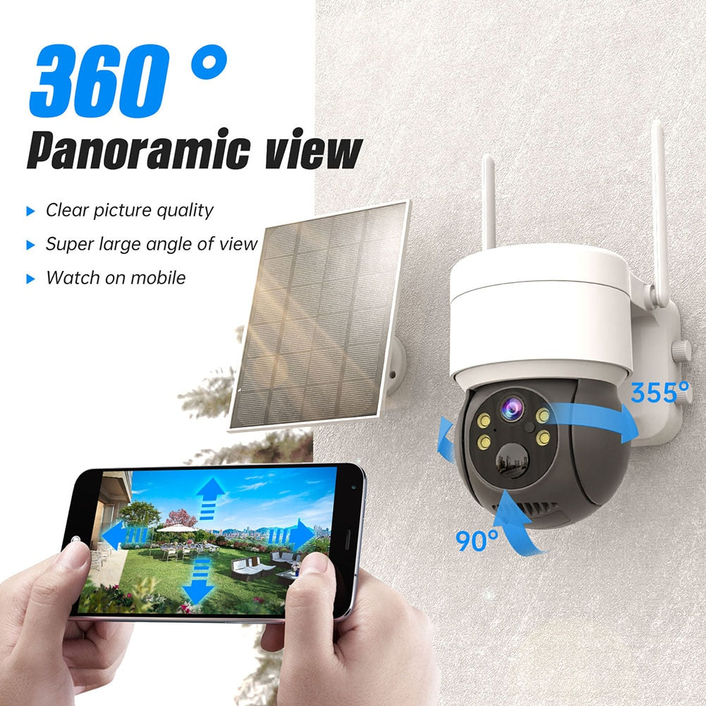 Solar Camera Wifi Outdoor Cameras With Solar Panel 7200mAh Recharge Camera