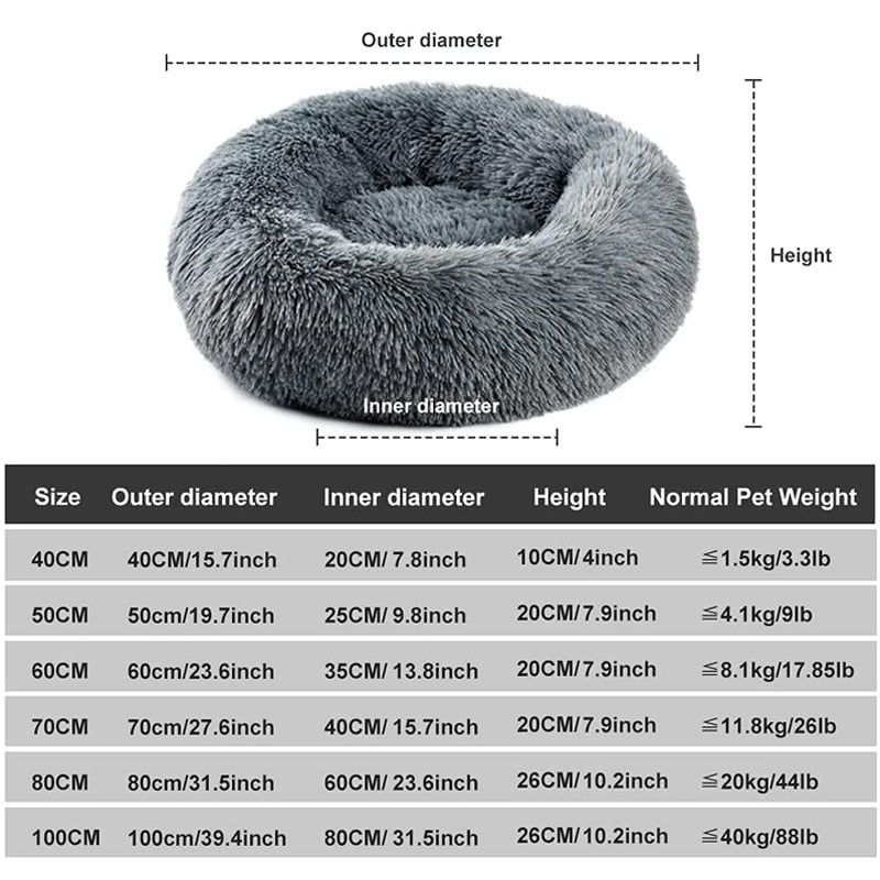 Round Dog Bed Cushion Soft Plush Cat Beds for Dog Cat