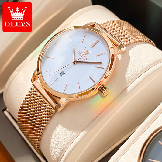 OLEVS Womens Watches Waterproof Stainless Steel Mesh Belt Ladies Watch Quartz Ultrathin Wristwatch Fashion Quartz Ladies Watch